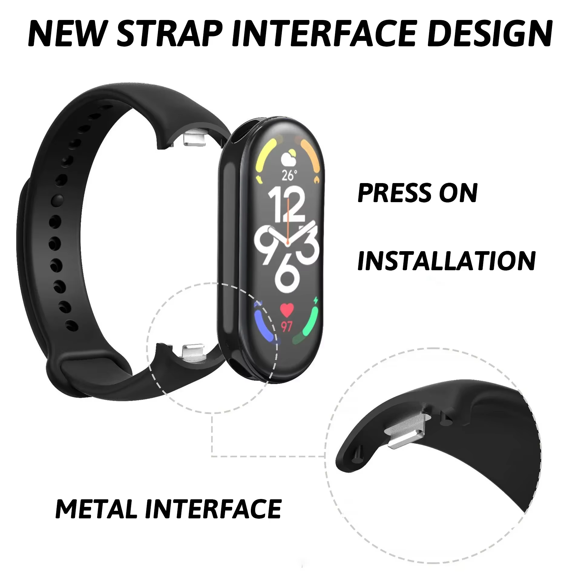 Bracelet en Silicone souple officiel pour Xiaomi Mi Band 10 9 8
