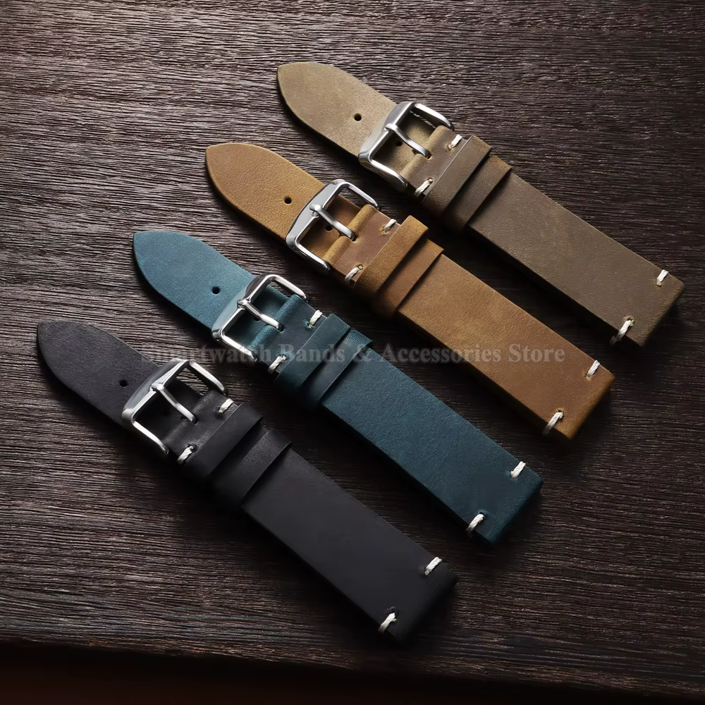 Bracelet de montre vintage en cuir huilé pour Seiko