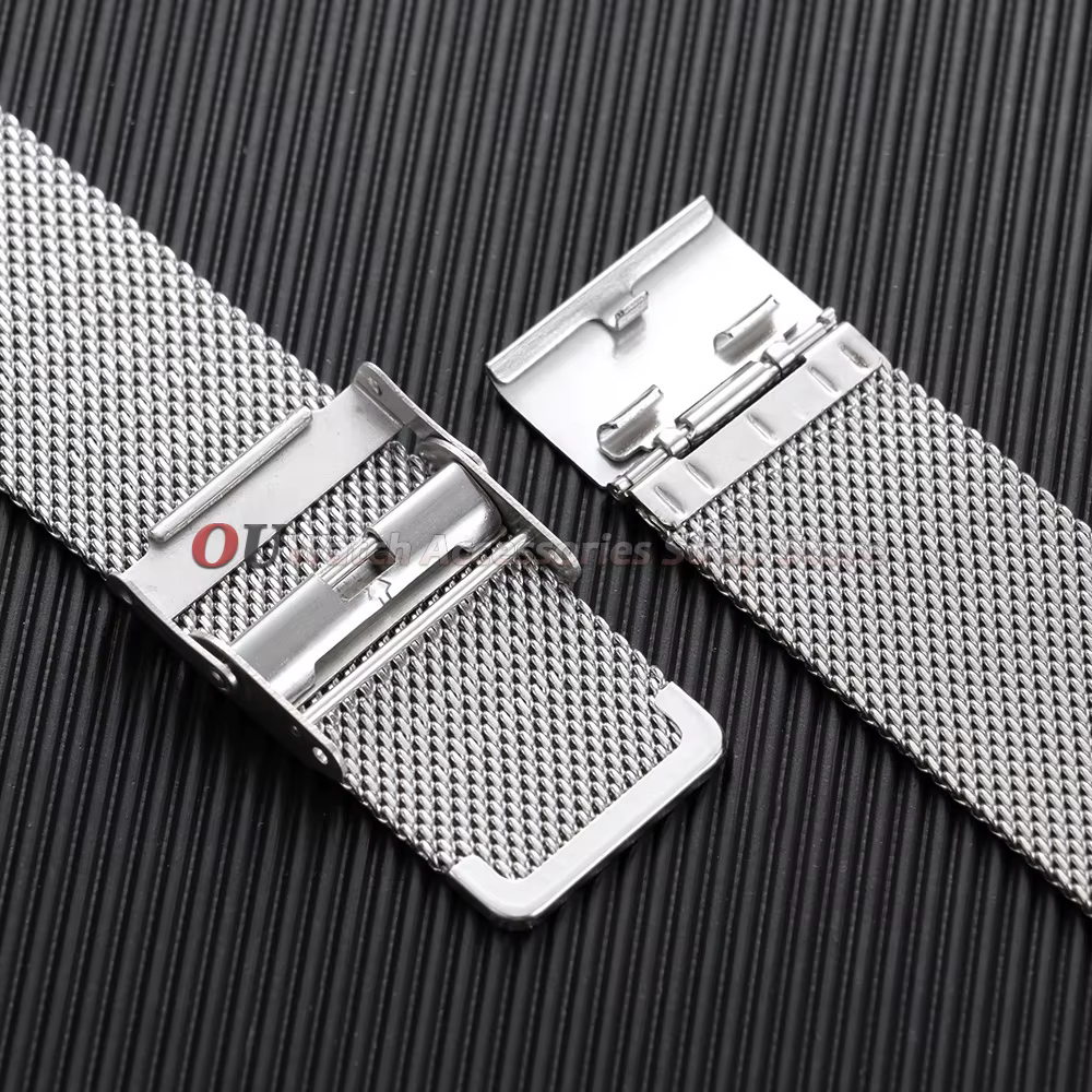 Bracelet Milanaise à Libération Rapide 18mm 20mm 22mm Universel en Acier Inoxydable Maille Fine 0.6mm 12mm 14mm 16mm 17mm 19mm 21mm 24mm
