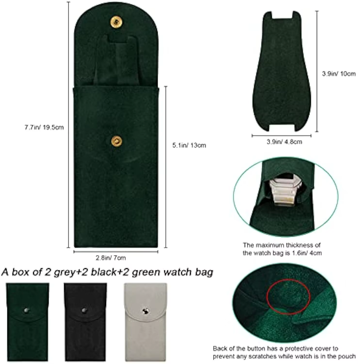 Pochette de montre, sac de rangement de montre en flanelle portable