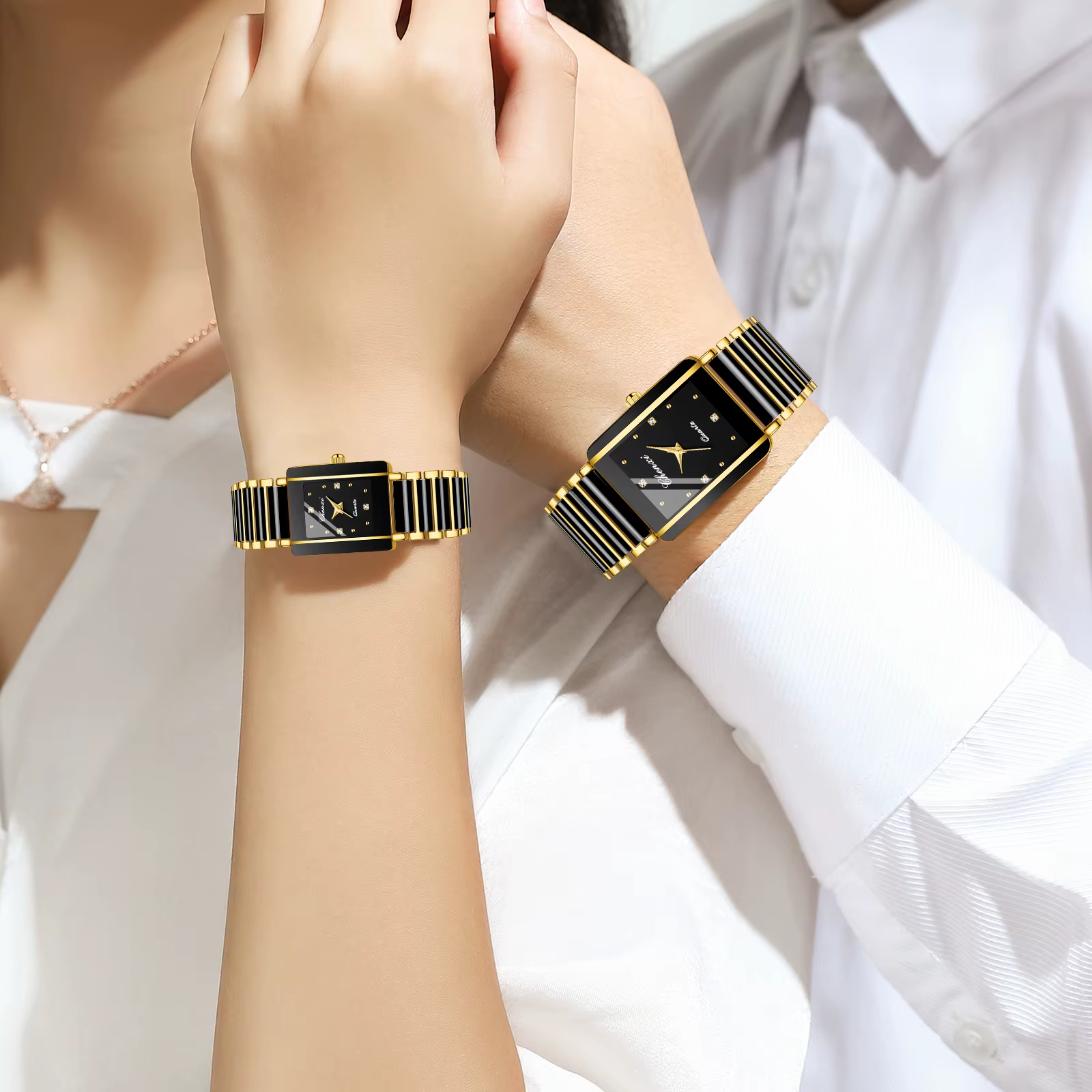CHENXI 104A montres de Couple de luxe étanche relojes para damas montre-bracelet pour femme et homme bracelet en céramique simulée cadeau