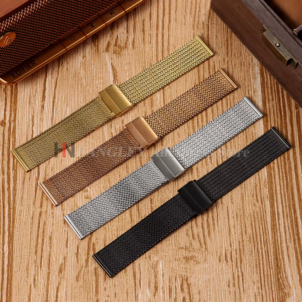 Bracelet de montre en maille milanaise pour Seiko, bracelet de montre en acier inoxydable pour Omega, 16mm, 18mm, 20mm, bracelets universels
