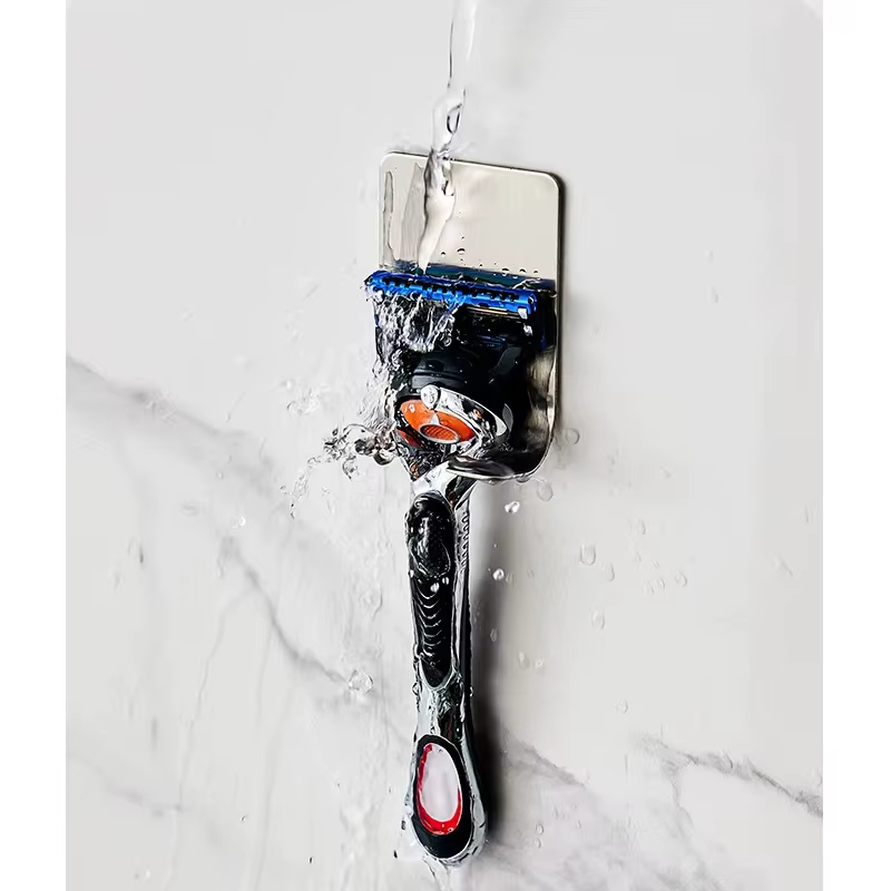 Porte-rasoir en acier inoxydable pour salle de bain, crochet de rangement mural pour hommes, étagère pour rasoir, sans poinçon, accessoires de salle de bains