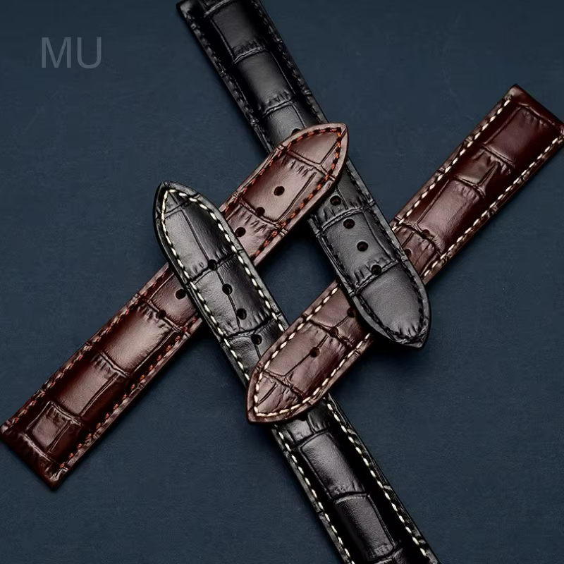 Bracelet de montre en cuir véritable pour Longines Master Collection Moonphase