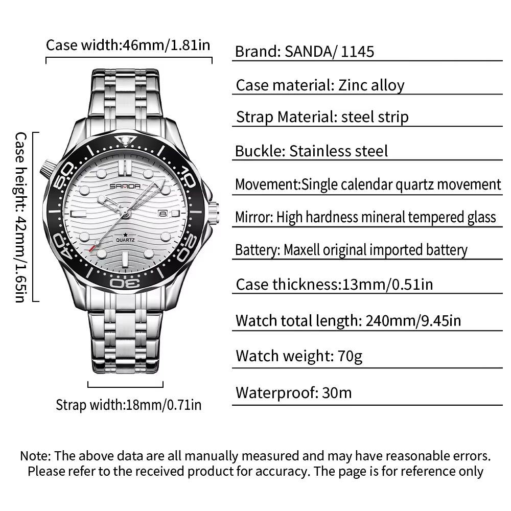 SANDA – montre à Quartz pour hommes