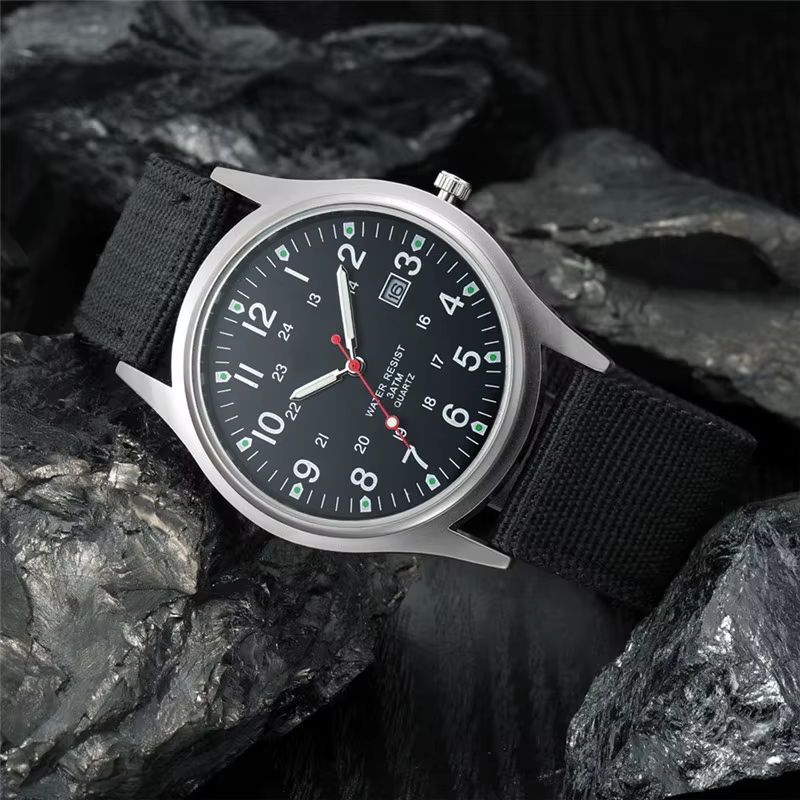 Garçons marque pas cher montres hommes mode décontracté bracelet en Nylon sport armée cadeaux Date Quartz montre-bracelet Fluorescent Relogio Masculino