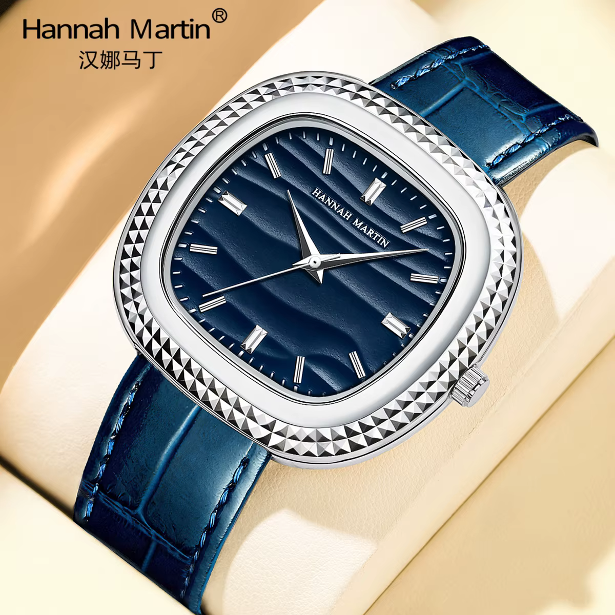 HANNAH MARTIN marque montre en cuir noir ovale 40mm horloge de travail affaires JP mouvement à Quartz 3Bar étanche montres de sport militaire