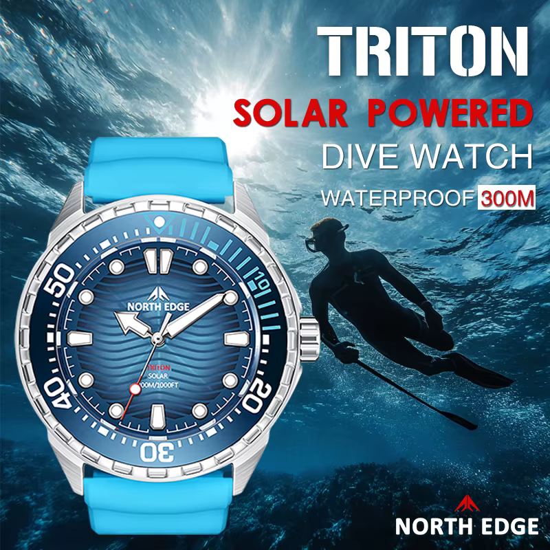 NORTH EDGE 2025 nouvelle montre de plongée à énergie solaire TRITON hommes montres à Quartz de luxe