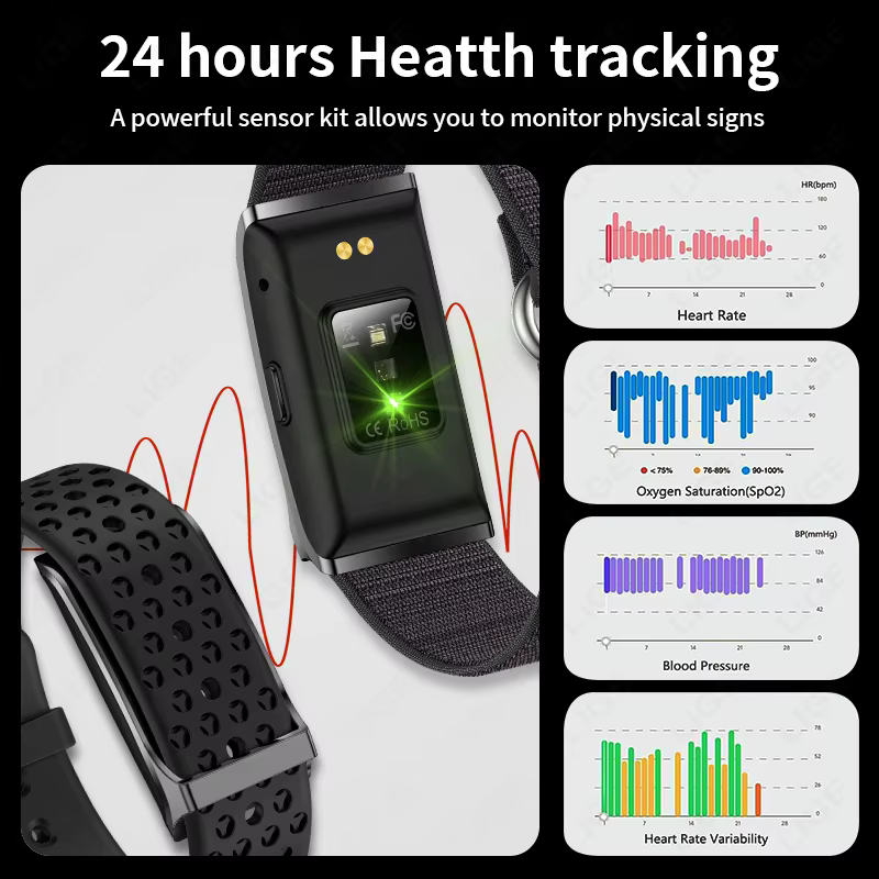 LIGE montre intelligente hommes femmes Fitness Bracelet intelligent bande de sport fréquence cardiaque tensiomètre étanche multifonction montres
