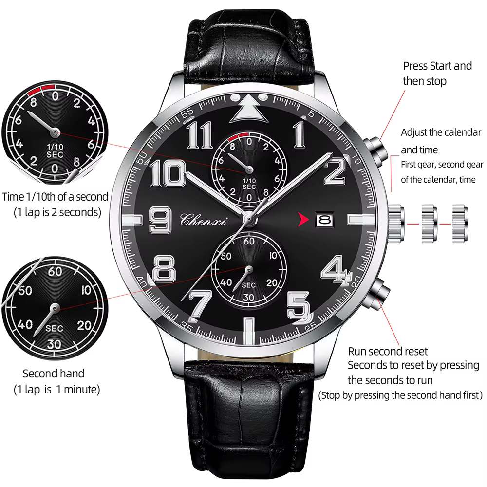 CHENXI montres pour hommes de haute qualité en cuir