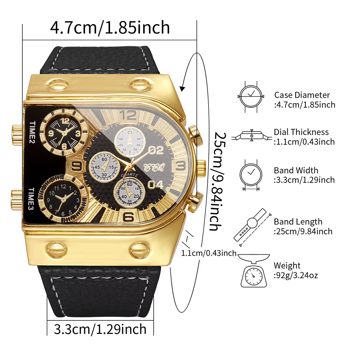 Montres de luxe carrées surdimensionnées pour hommes