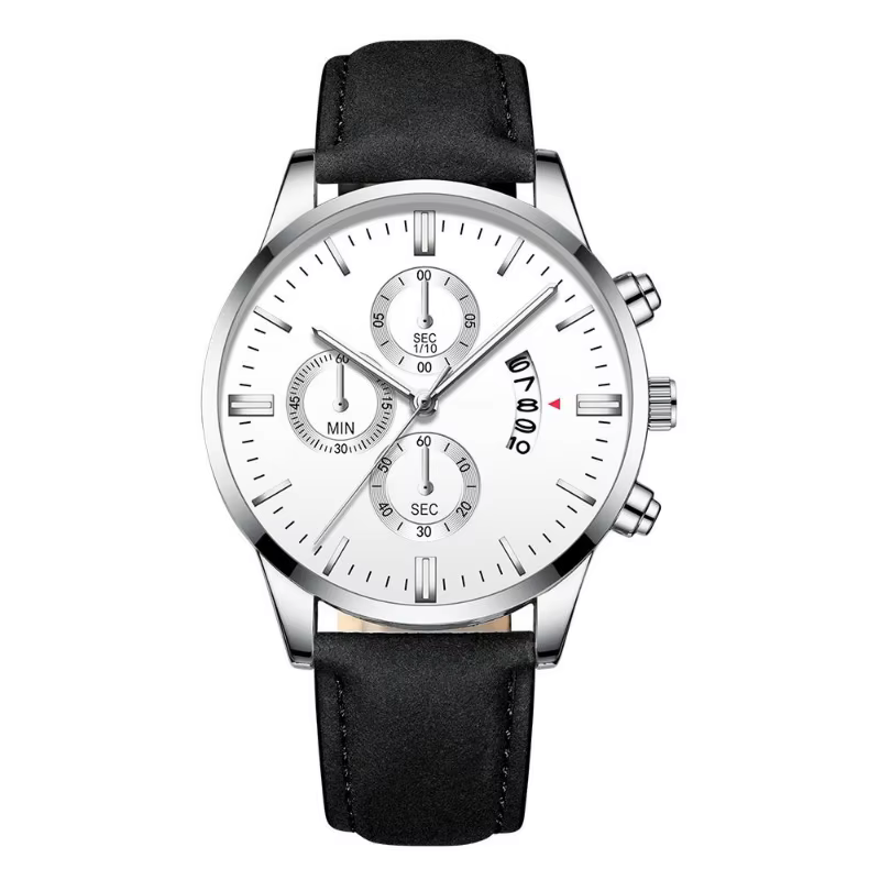Montre-bracelet à quartz en acier inoxydable noir pour homme