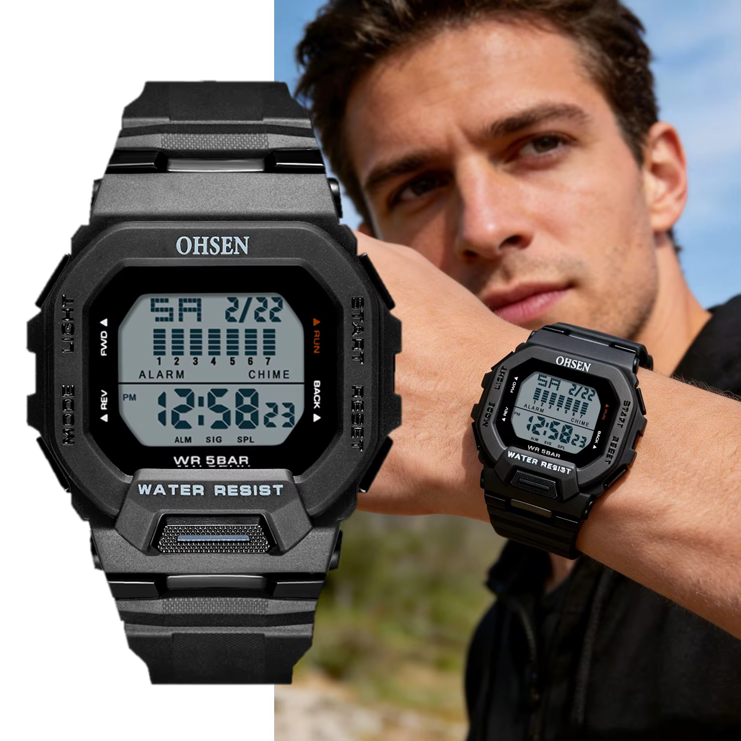 Montres numériques pour homme OHSEN