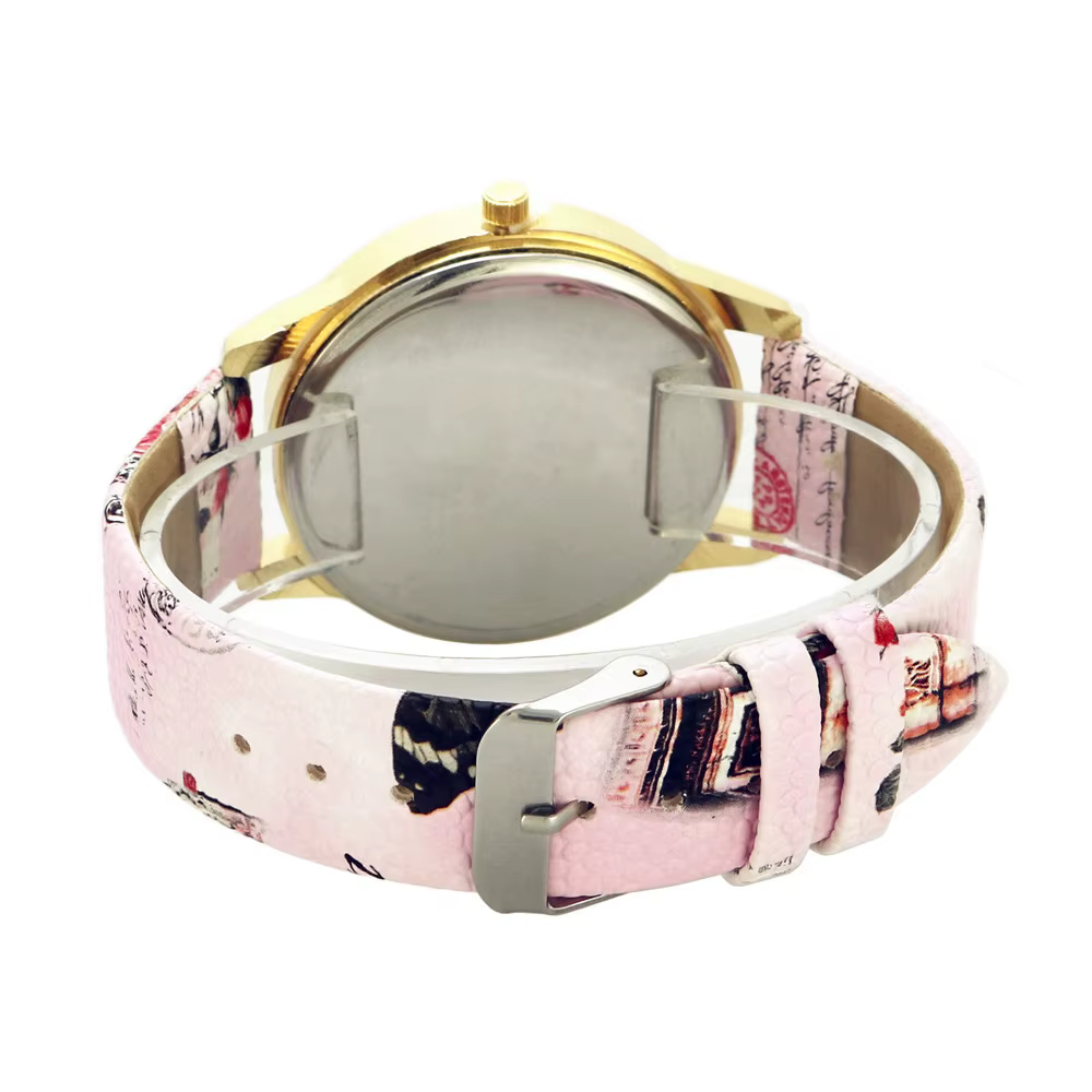 Mode dames montres femmes imprimé fleur montre de luxe Quartz décontracté en cuir montre-bracelet