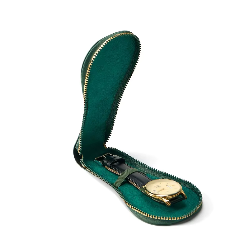 Pochette de rangement de montre en velours à fermeture éclair
