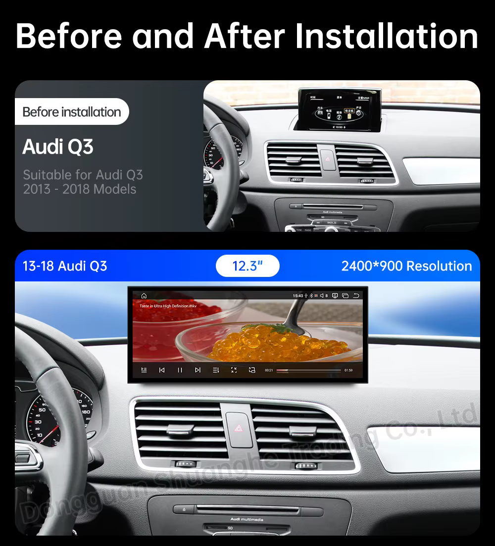 Autoradio sans fil pour Audi Q3 2013 - 2018, Navigation multimédia GPS Android 16 WIFI 4G LTE, écran tactile QLED, DSP, stéréo BT