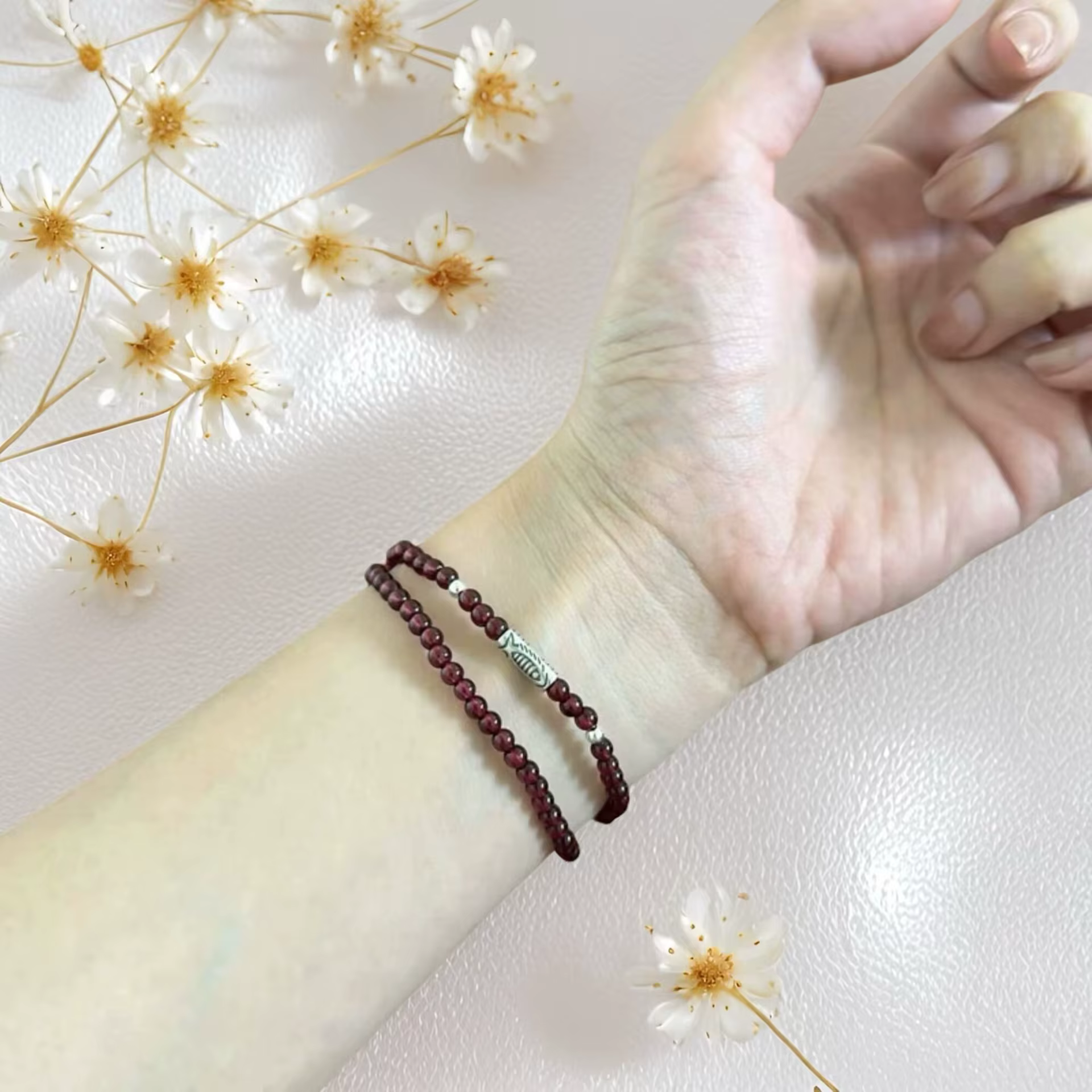Bracelets en grenat naturel pour femmes, rouge bordeaux, double ou triple rang, en argent 925, multi-brins, cadeaux 2026