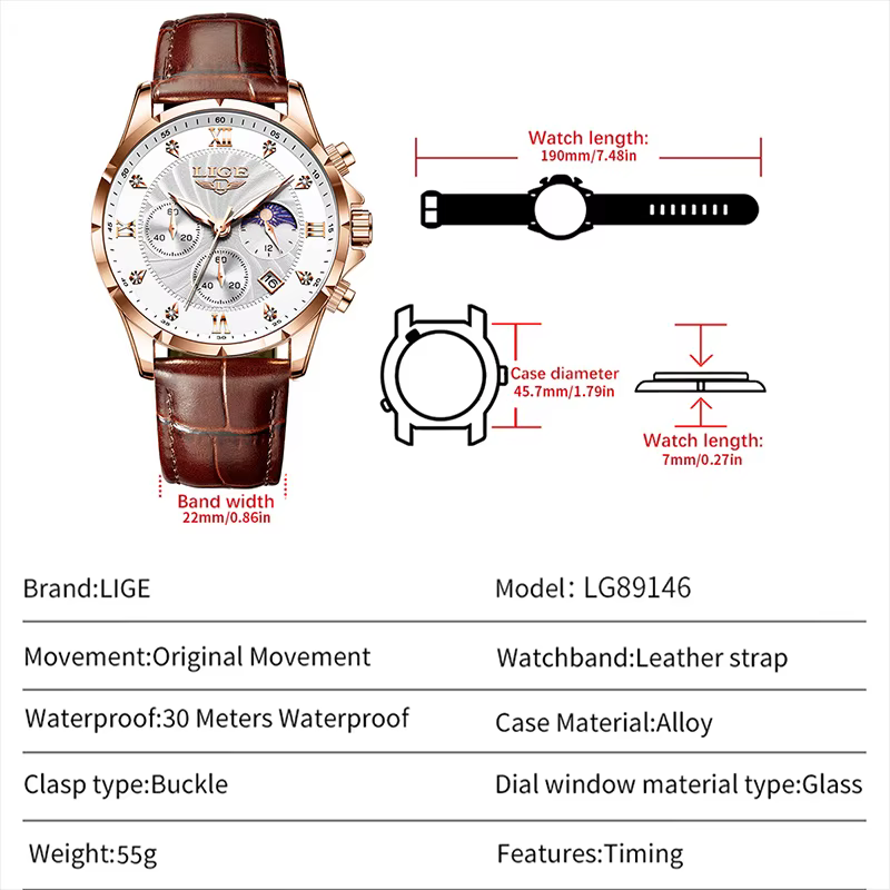 LIGE décontracté hommes montres homme d'affaires montre de luxe lumineux chronographe Date étanche montre-bracelet