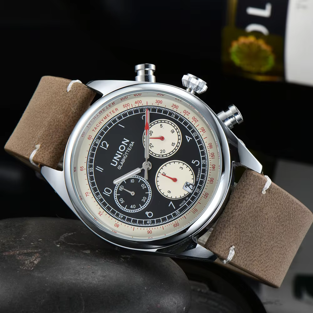 Montres de luxe tendance en promotion pour hommes – Montre-bracelet multifonction chronographe de marque supérieure
