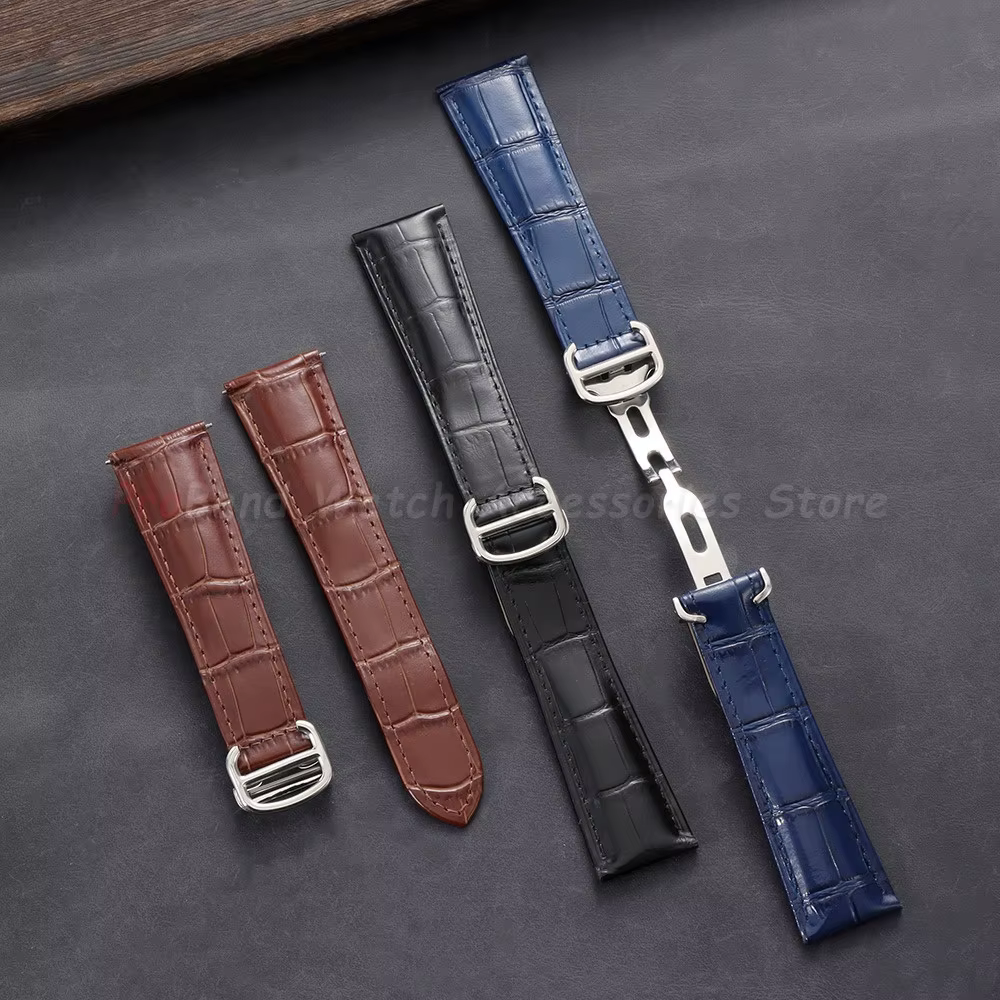 Bracelet de montre en cuir véritable pour Cartier Tank London Solo