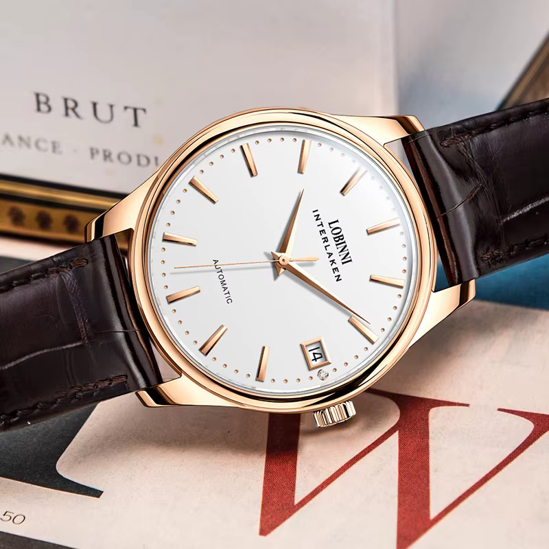 LOBINNI mode femmes montre-bracelet 50 m bracelet en cuir résistant à l'eau montres automatiques de luxe
