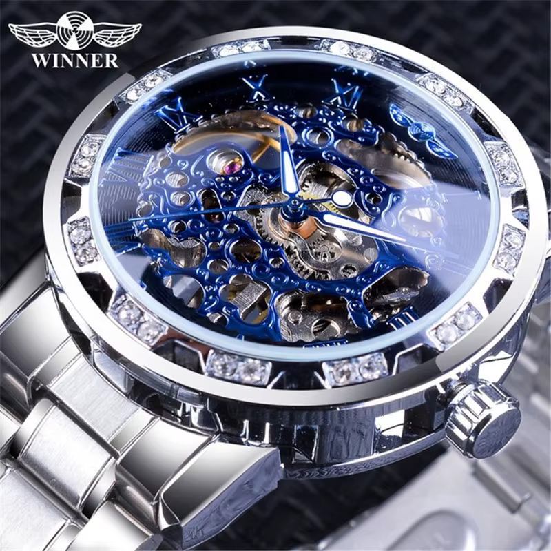 Seton-Montre mécanique en acier pour homme