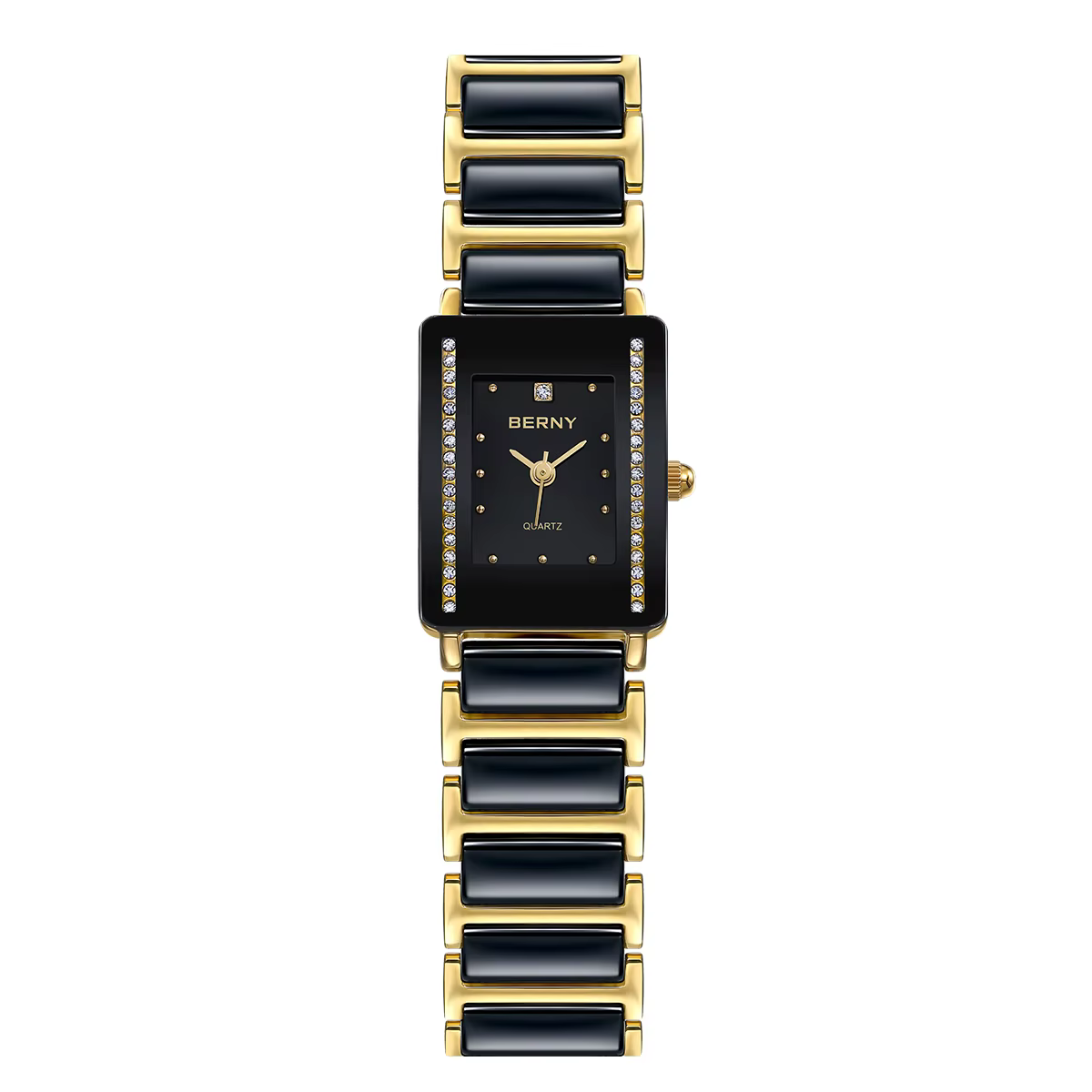 BERNY céramique Quartz femmes montre mode Rectangle hommes/femmes montre-Bracelet de luxe diamant or Couple montres