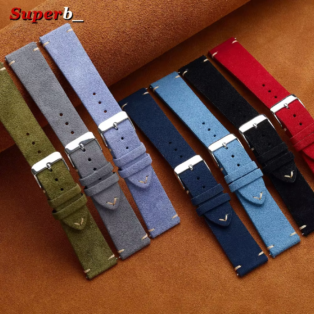 Bracelet de montre Vintage en cuir suédé