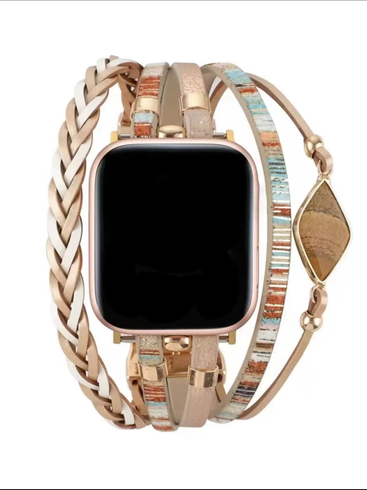 Bracelet à maillons tressés élégant pour Apple Watch Series S11 10/8/7/6/3/4/5/9 40mm 41mm 38mm 42mm 44mm 45mm 46mm