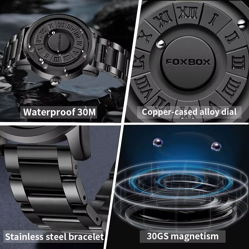 Montre de luxe avec pointeur magnétique pour homme