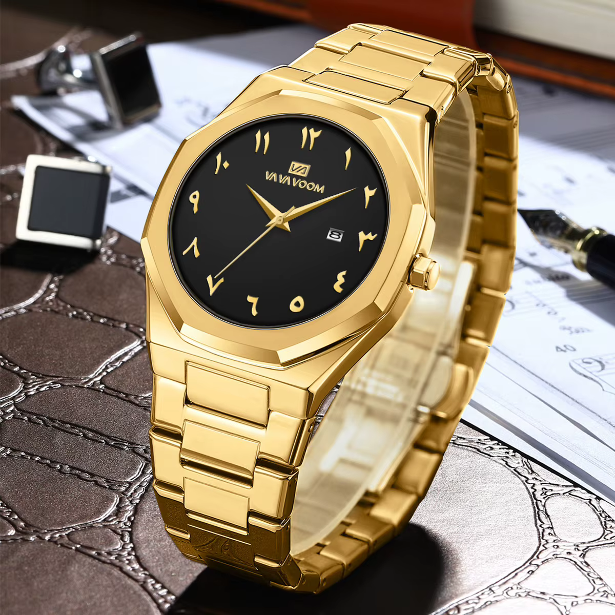 VA VA VOOM Top marque originale à la mode en acier inoxydable 42mm mouvement à Quartz