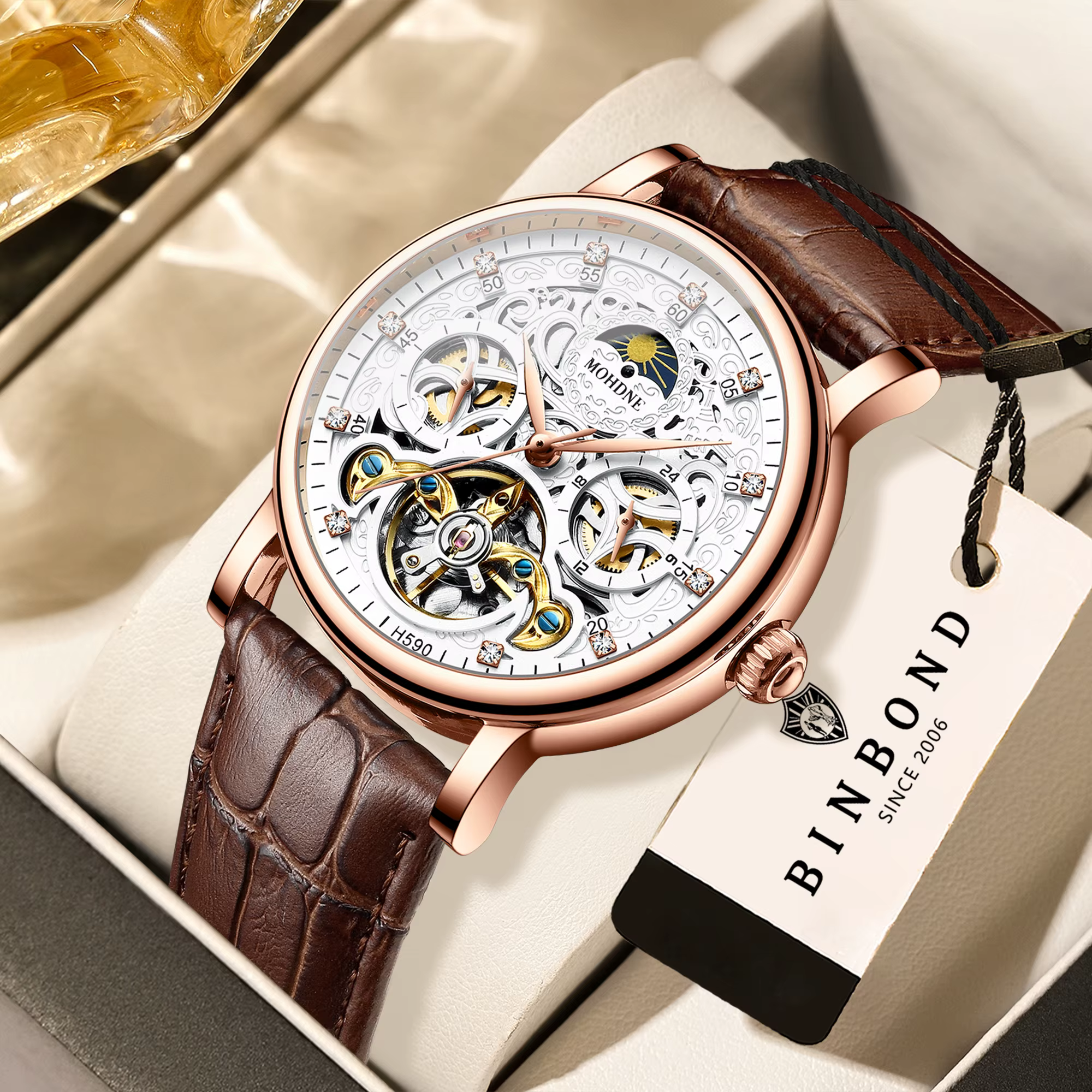Montres mécaniques de luxe BINBOND pour hommes