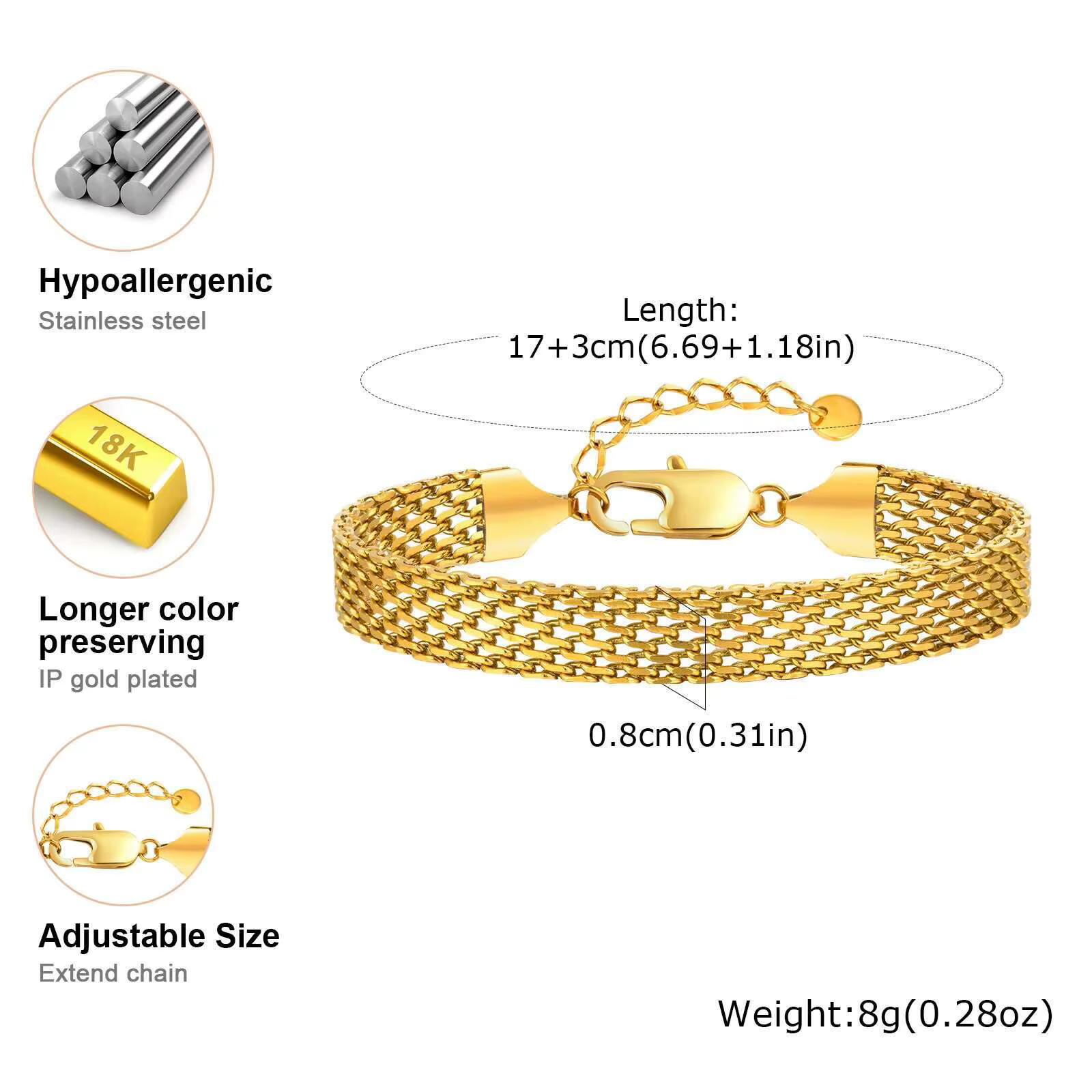 Bracelet élégant en zircone cubique pour femmes