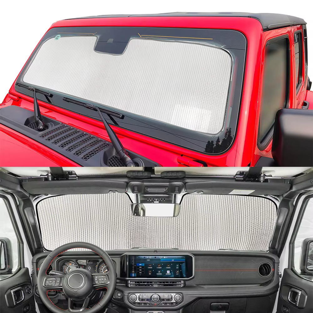 Pare-soleil pour pare-brise avant de voiture, protection contre les rayons UV, pour Jeep Wrangler TJ JK JL Gladiator JT 1997-2026, accessoires intérieurs