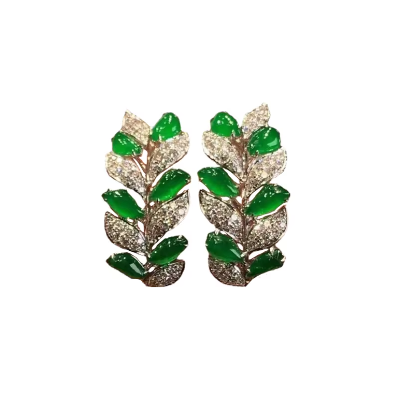 Boucles d'oreilles en feuilles de chrysoprase naturelle pour femmes, exquises et élégantes, adaptées à un usage quotidien, bijoux de luxe haut de gamme en argent