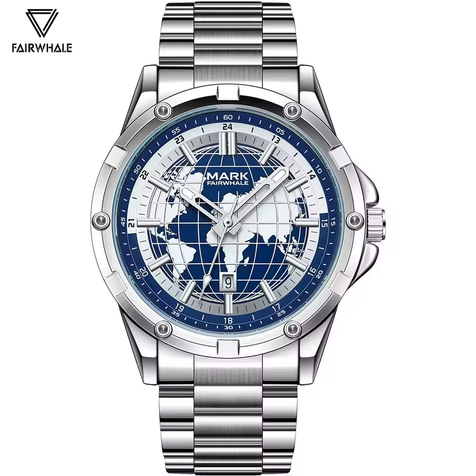 Mark Fairwhale 5130 marque de mode montre à Quartz pour hommes cadran lumineux créatif étanche bracelet en acier inoxydable montres pour homme