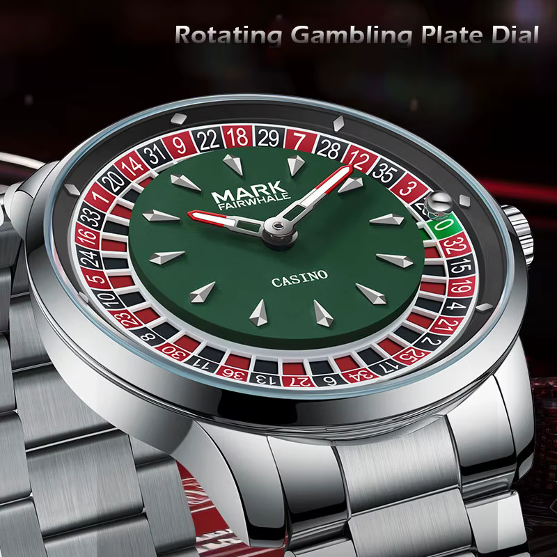 Mark Fairwhale 2025 nouvelle marque supérieure hommes montre à Quartz chiffres arabes cadran rotatif Roulette