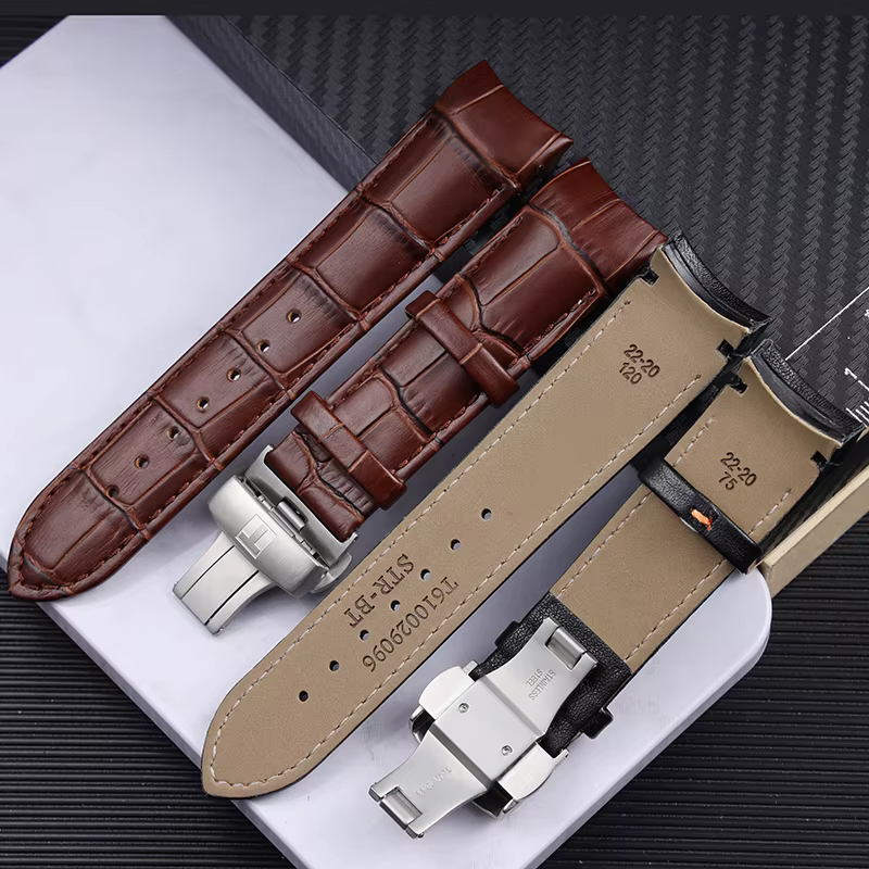 Bracelet de montre en cuir véritable pour homme