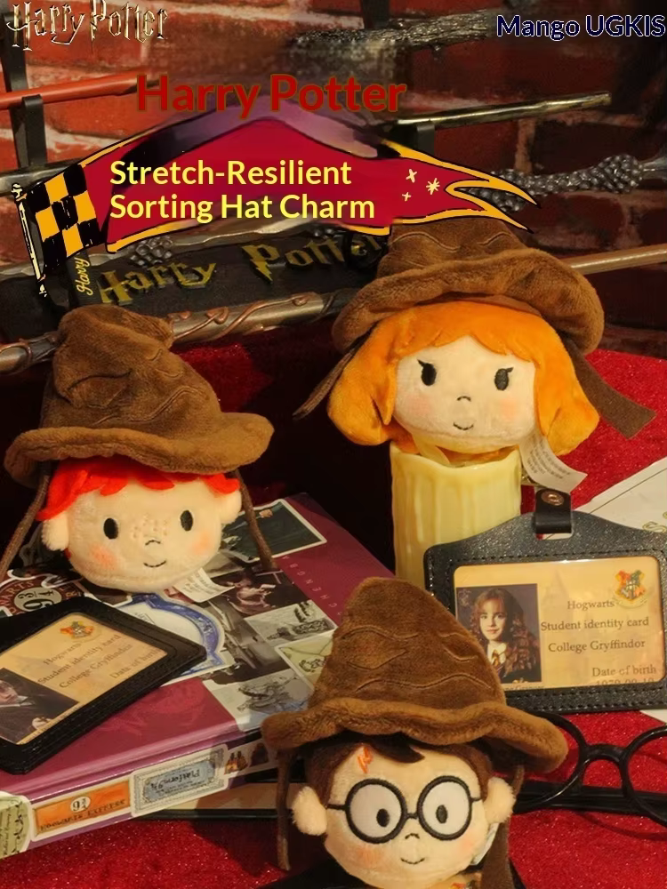 HUGKIS Harry Potter Chapeau de Tri en Peluche, Porte-clés Extensible à Rebond Rapide, Ornement Interactif Suspendu, Cadeau Amusant pour les Collectionneurs
