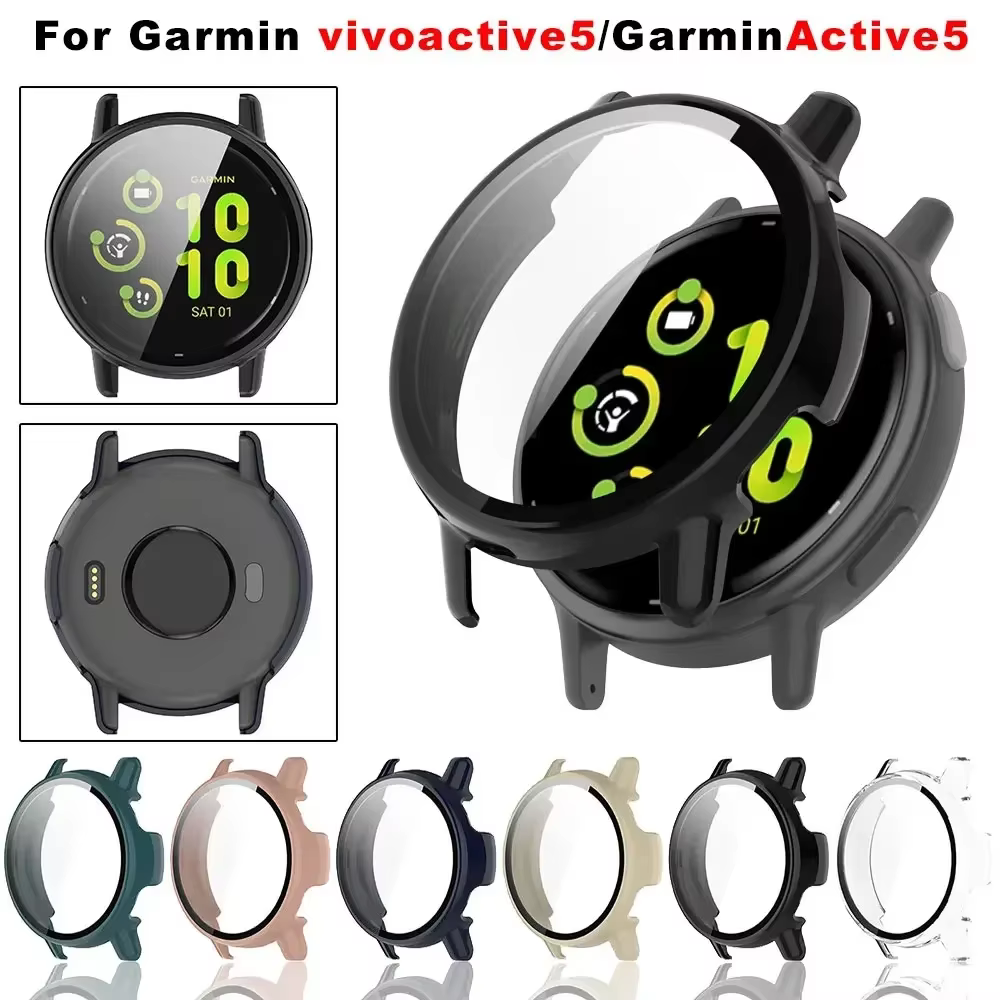 Nouveau verre trempé + PC étui pour Garmin Vivoactive 5 anti-rayures protecteur d'écran housse de protection