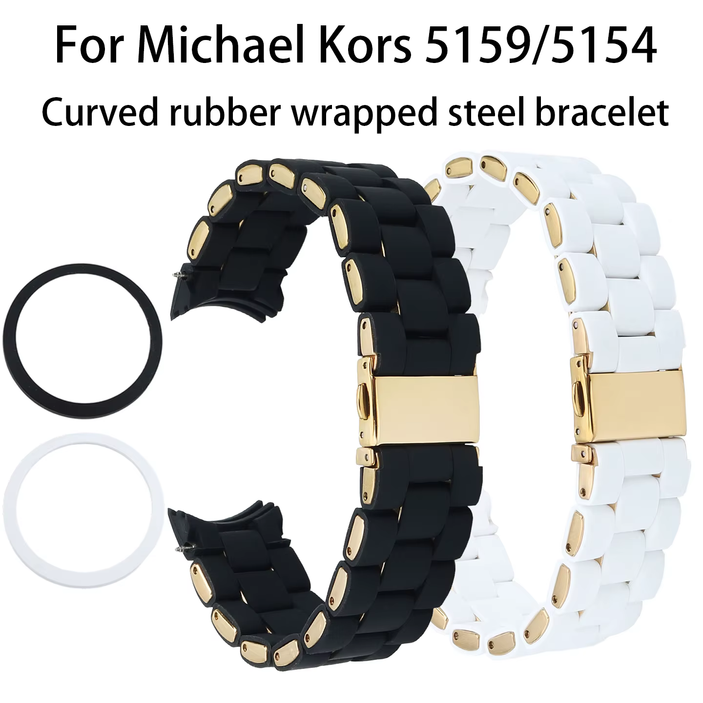 Bracelet de montre en caoutchouc et acier pour hommes et femmes