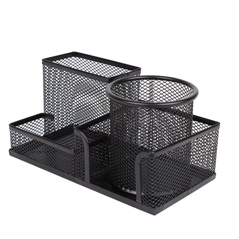 Support de rangement pour crayons, boîte de rangement, accessoires de bureau, ornement de bureau, organisateur de papeterie, porte-stylo créatif en métal
