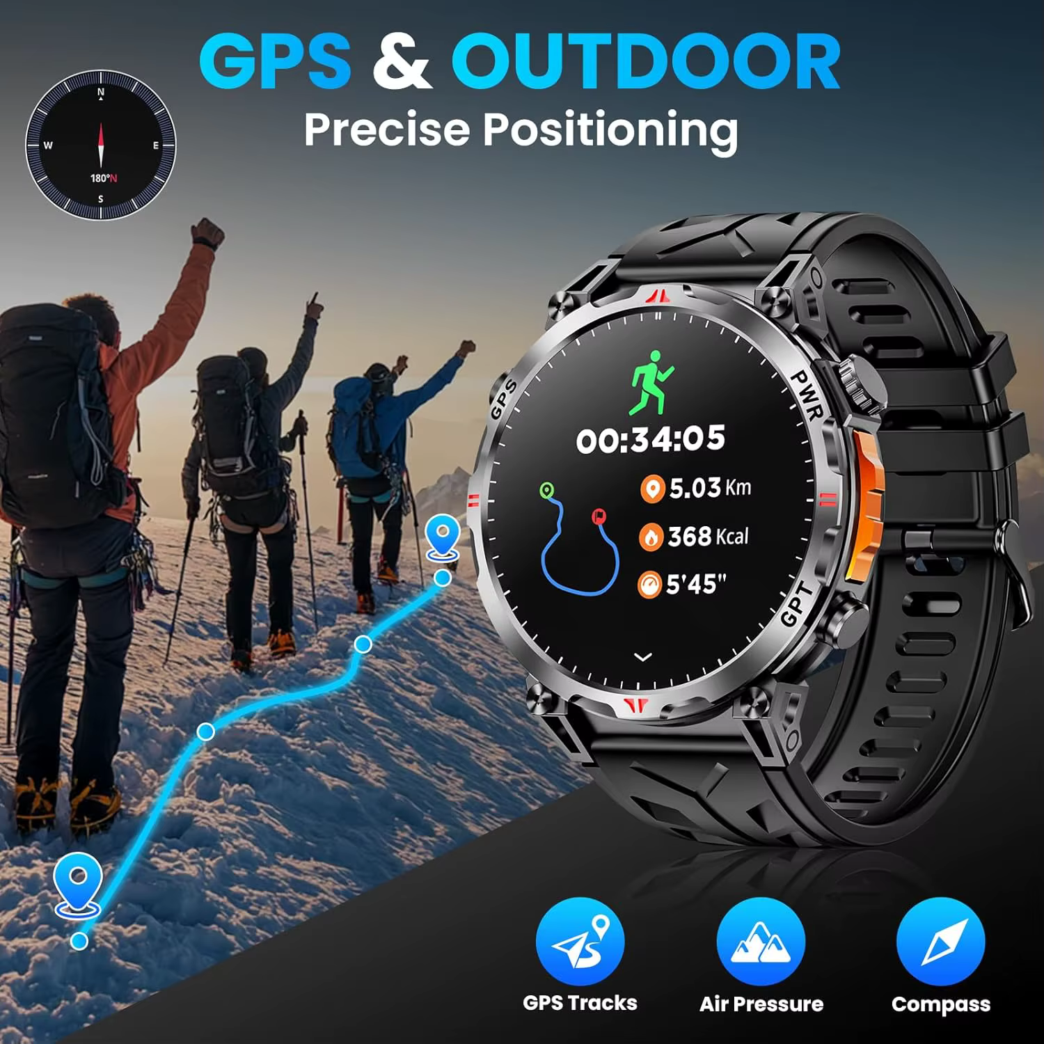 Nouvelles montres connectées GPS de sport pour hommes 2026 avec boussole