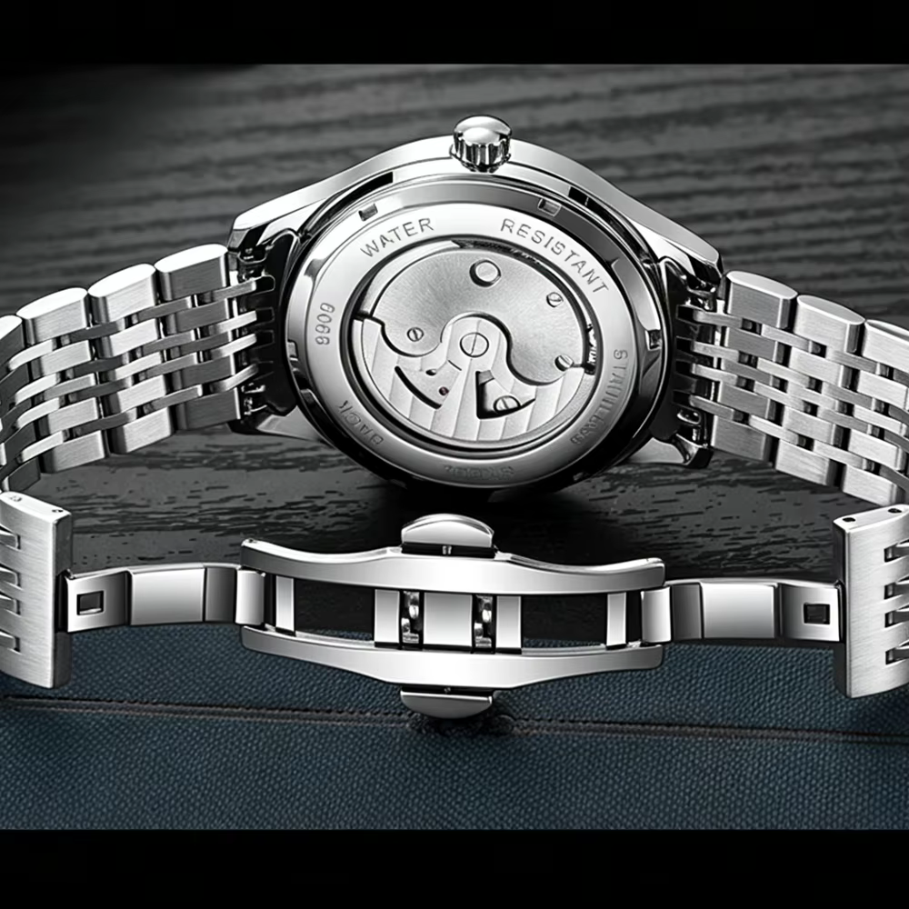 Montre pour homme avec double tourbillon rotatif bleu