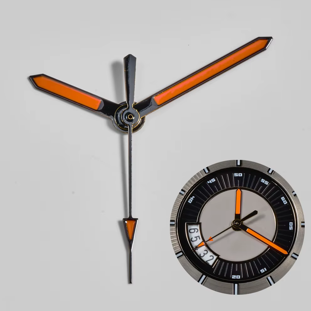 Aiguilles de montre Orange noir rouge vert