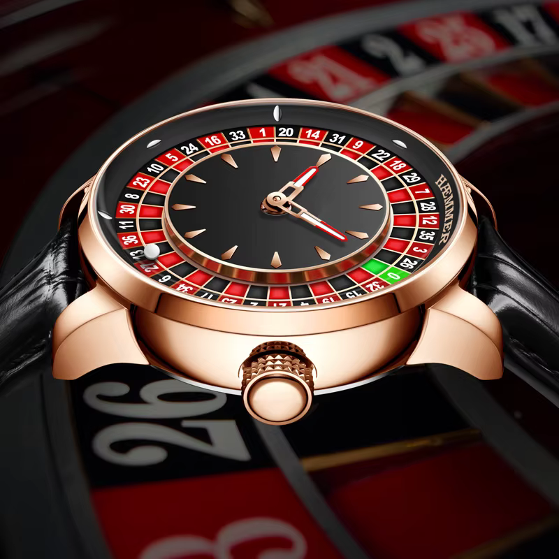 HAEMMER Design haut de gamme nouvelle montre mécanique NH35 cadran rotatif Las Vegas Roulette thème de bureau