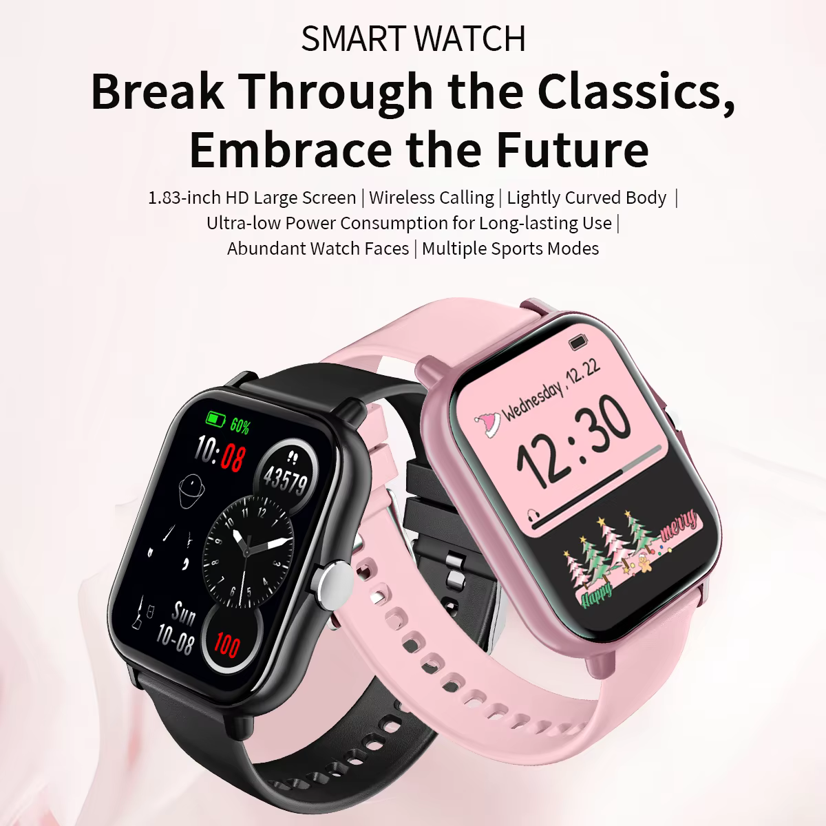 Nouveau Smartwatch BT appel surveillance de la santé et du sommeil 1.83 ''écran HD enfants montre intelligente étanche mode Bracelet de sport pour femmes hommes