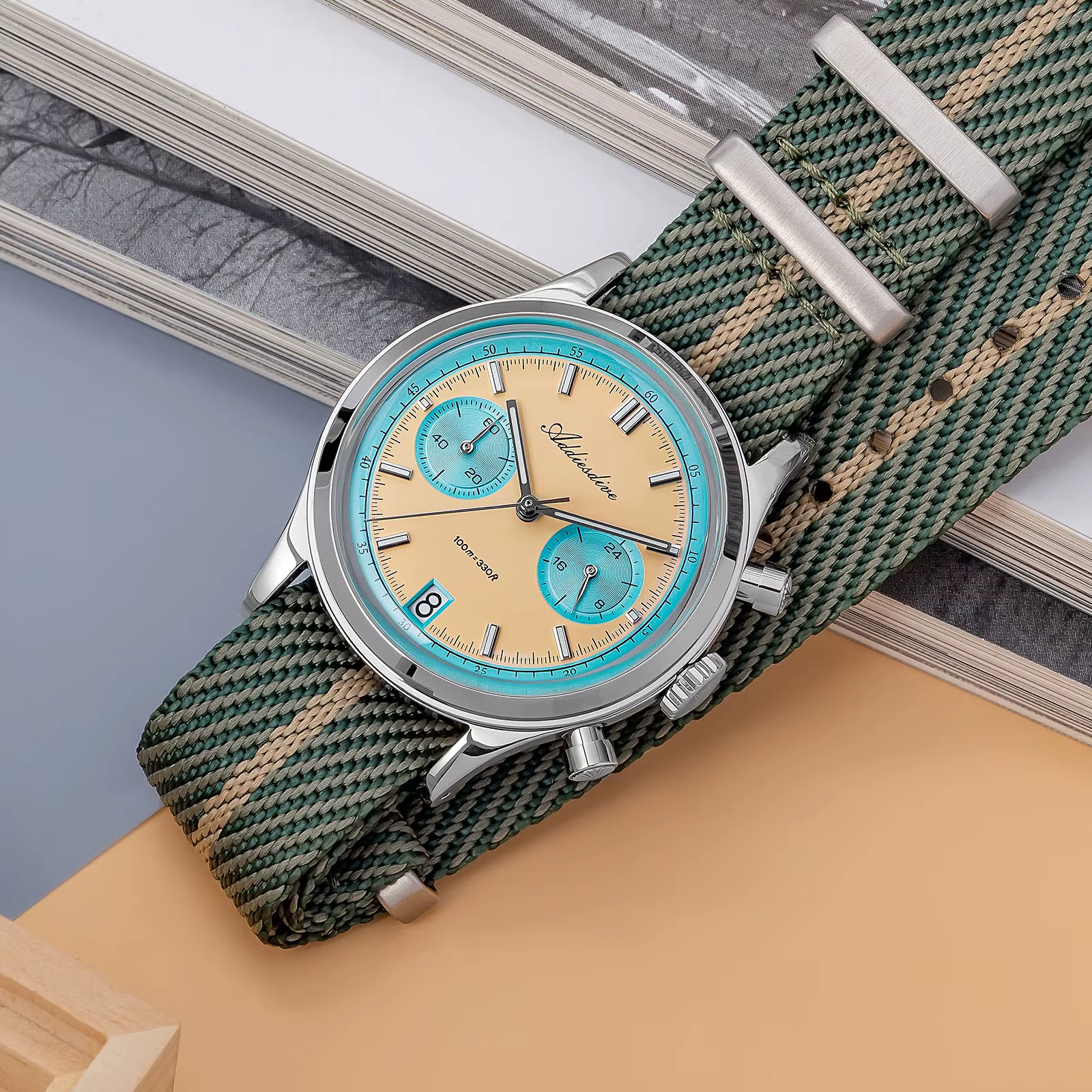ADDIESDIVE offre spéciale AD2095 montres pour hommes multifonction chronographe 38mm AR revêtement