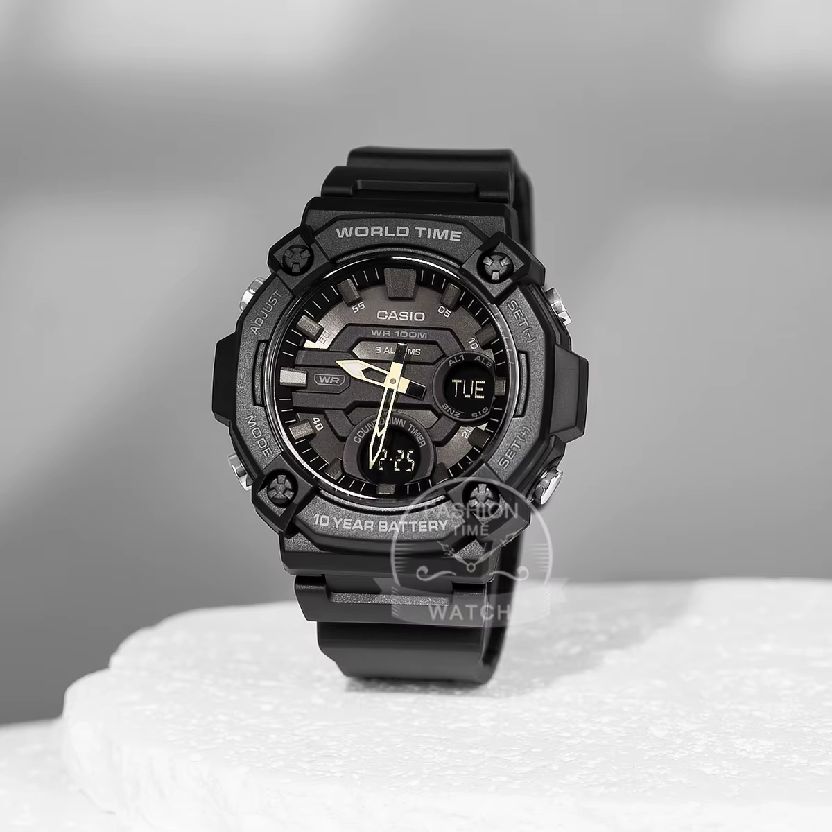 Casio Montre électronique multifonction à double affichage pour hommes série AEQ-120W