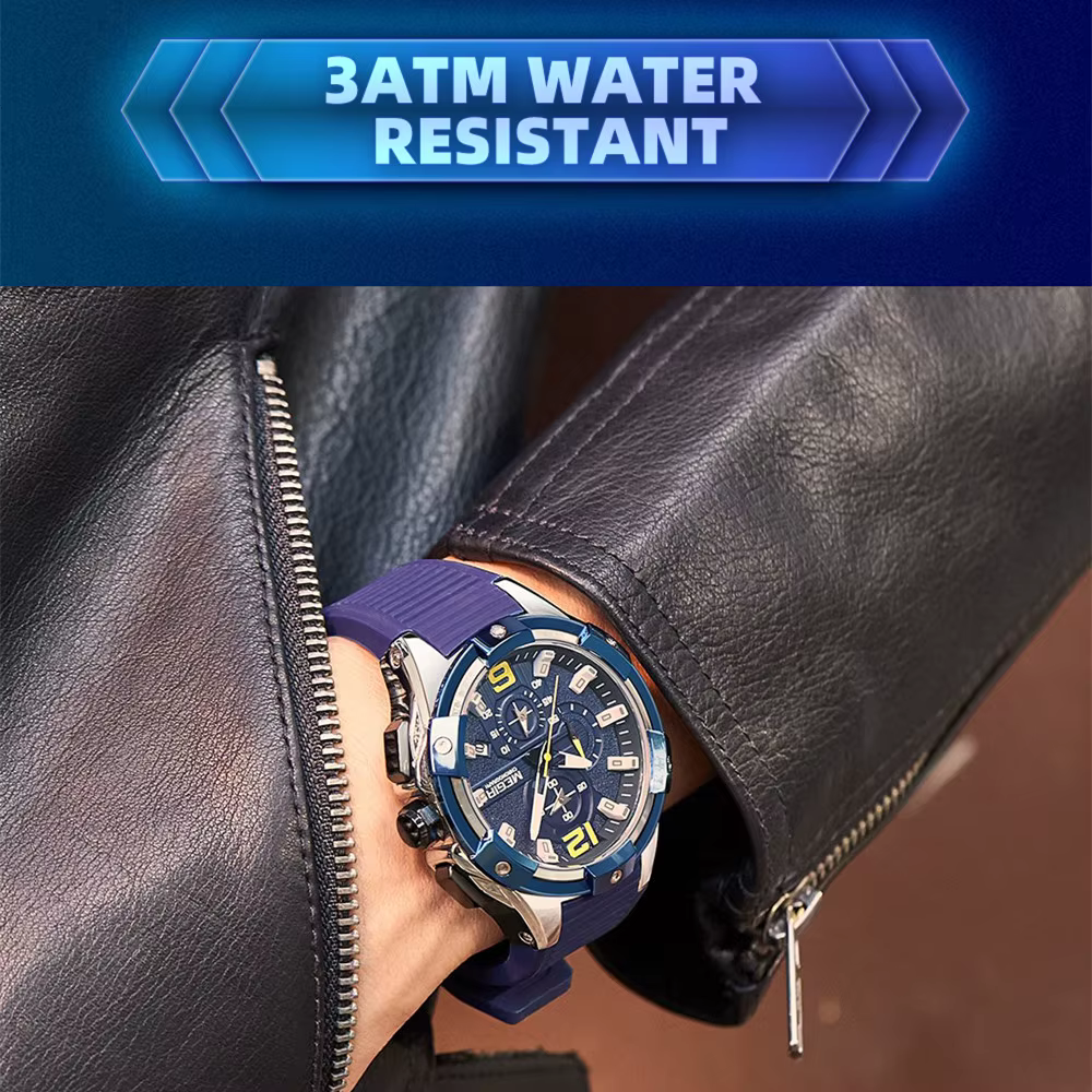 MEGIR 47MM cadran Sport montres pour hommes mode Quartz montre-bracelet étanche bracelet en Silicone mâle chronographe horloge Montre Homme